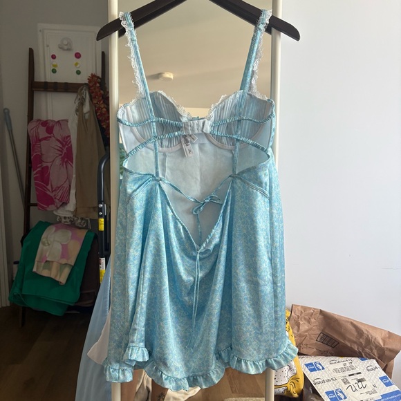For Love & Lemons Light Blue Lace-Trim Slip Dress - Picture 3 of 8